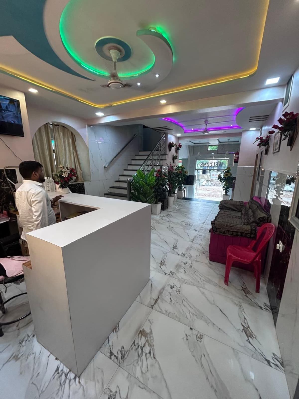 Front desk with staff